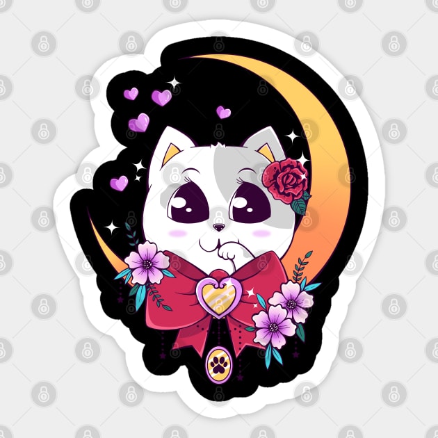 Kawaii Moon Kitty Sticker by CraftyCatz